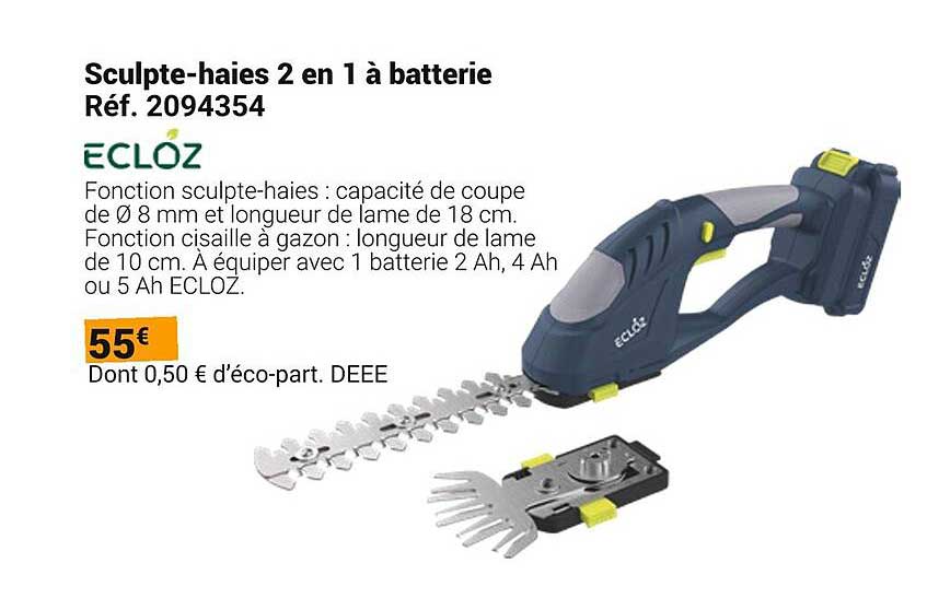 Sculpte-haies 2 en 1 à batterie