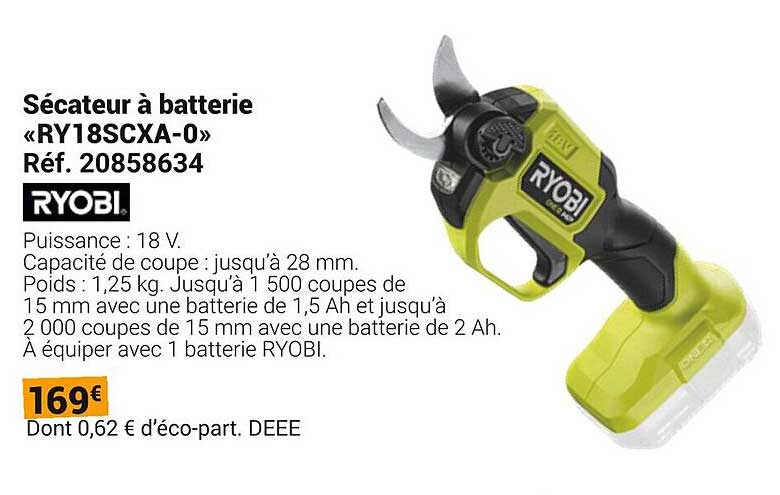 Sécateur à batterie «RY18SCXA-0»