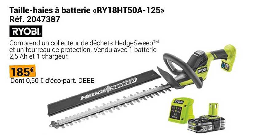 Taille-haies à batterie «RY18HT50A-125»