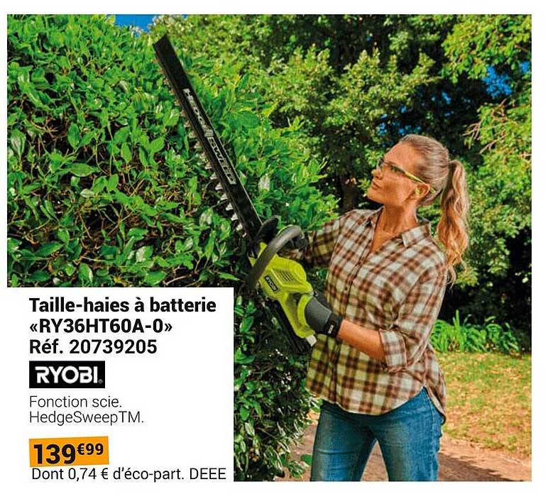 Taille-haies à batterie «RY36HT60A-0»