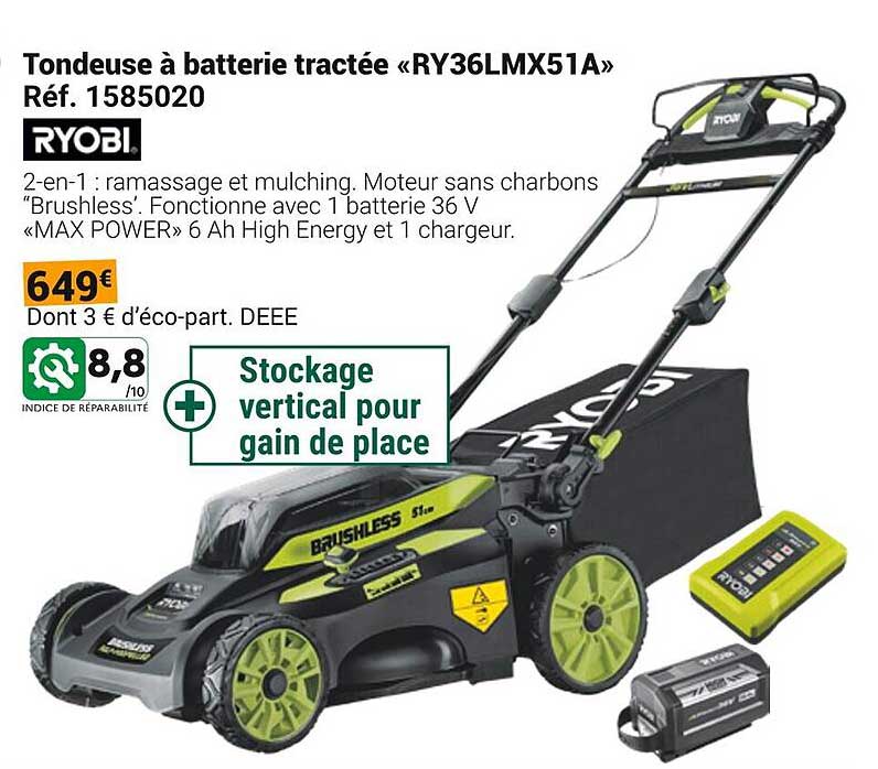 Tondeuse à batterie tractée «RY36LMX51A»