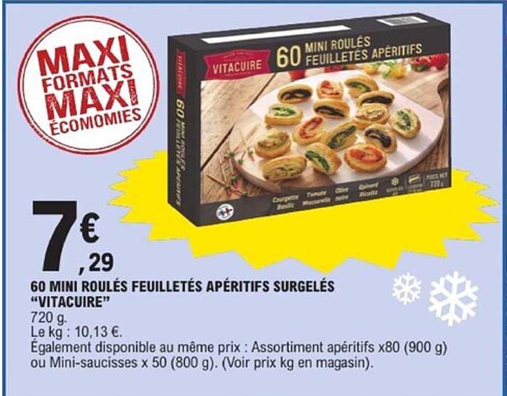 60 MINI ROULÉS FEUILLETÉS APÉRITIFS SURGELÉS “VITACUIRE”