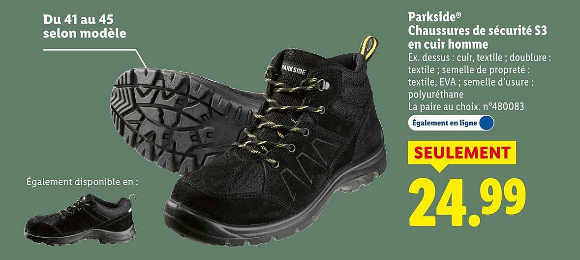 Parkside® Chaussures de sécurité S3 en cuir homme