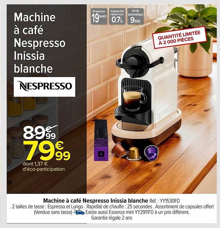Machine à café Nespresso Inissia blanche