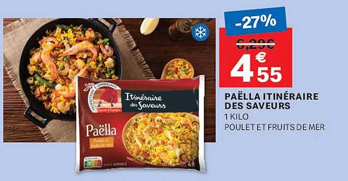 PAËLLA ITINÉRAIRE DES SAVEURS 1 KILO POULET ET FRUITS DE MER