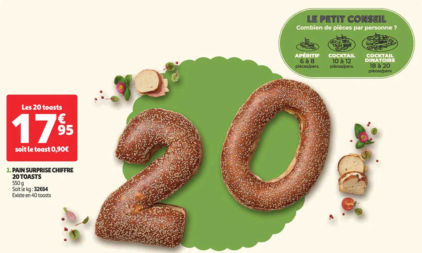 PAIN SURPRISE CHIFFRE 20 TOASTS