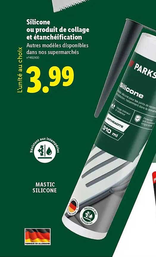 Silicone ou produit de collage et étanchéification