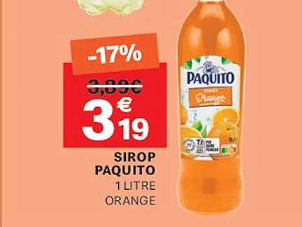 SIROP PAQUITO 1 LITRE ORANGE