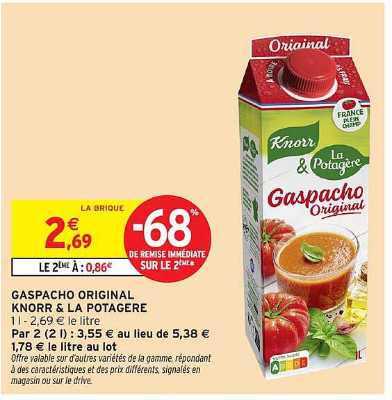 Promo Gaspacho Original Knorr & La Potagere chez Intermarché ...