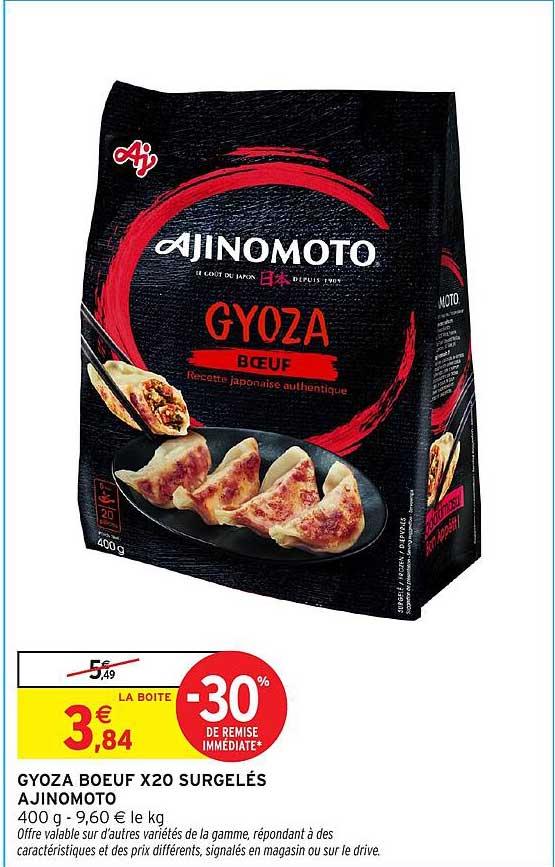 Promo Gyoza Boeuf X20 Surgelés Ajinomoto chez Intermarché - 123Catalogue.fr