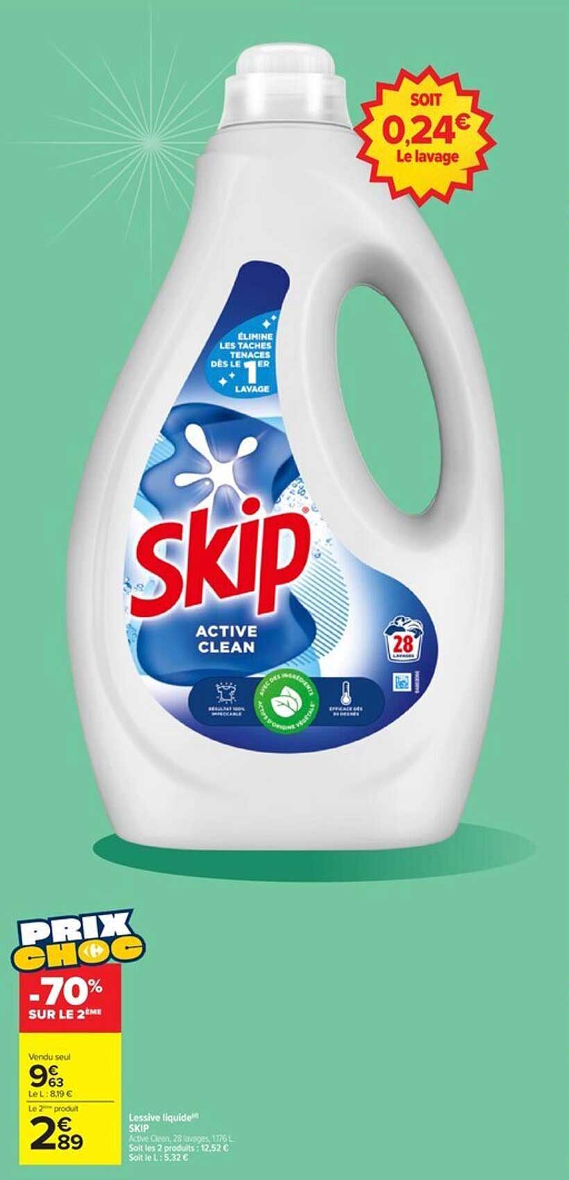 Lessive Skip 78 lavages - Capsules 3en1 Lessive Active Clean (Lot de