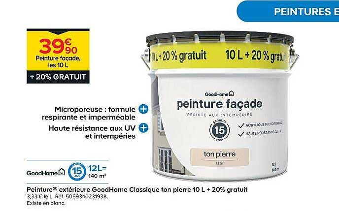 Peinture façade, les 10 L + 20% GRATUIT