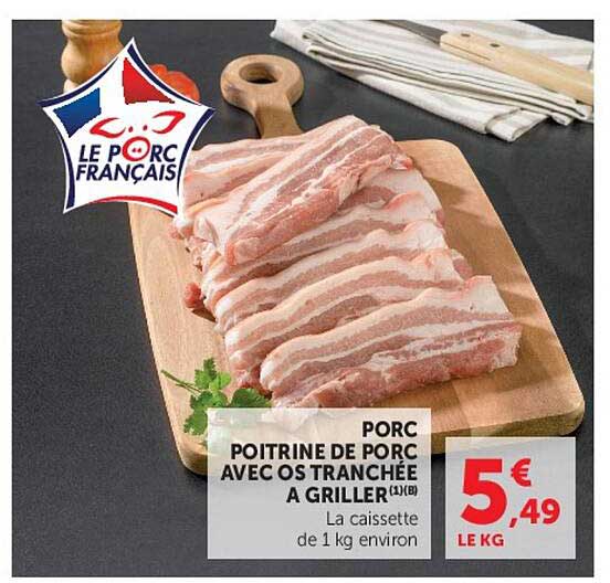 PORC POITRINE DE PORC AVEC OS TRANCHEE A GRILLER (1)(B)