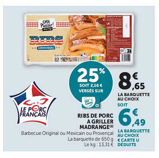 RIBS DE PORC A GRILLER MADRANGE