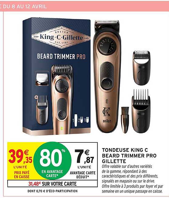 Promo Tondeuse King C Beard Trimmer Pro Gillette chez Intermarché ...