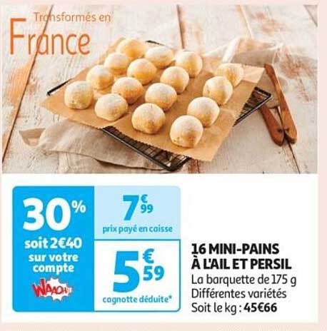 16 MINI-PAINS À L'AIL ET PERSIL