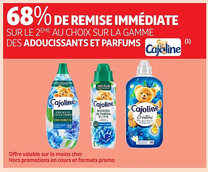 68% DE REMISE IMMÉDIATE SUR LE 2ÈME AU CHOIX SUR LA GAMME DES ADOUCISSANTS ET PARFUMS