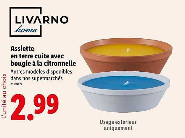 Assiette en terre cuite avec bougie à la citronnelle