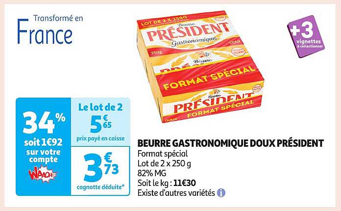 BEURRE GASTRONOMIQUE DOUX PRÉSIDENT