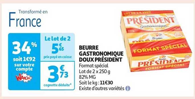 BEURRE GASTRONOMIQUE DOUX PRÉSIDENT