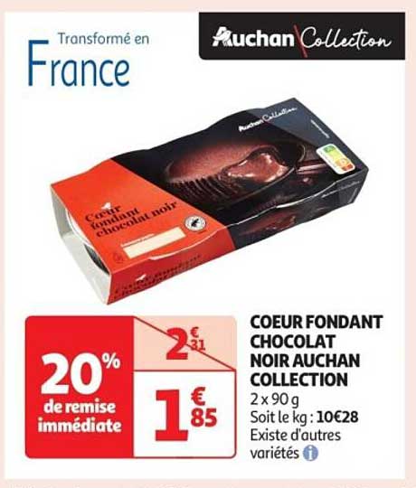 COEUR FONDANT CHOCOLAT NOIR AUCHAN COLLECTION