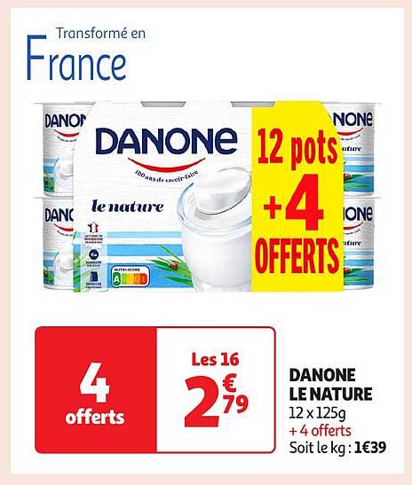 DANONE LE NATURE 12 x 125g + 4 OFFERTS
