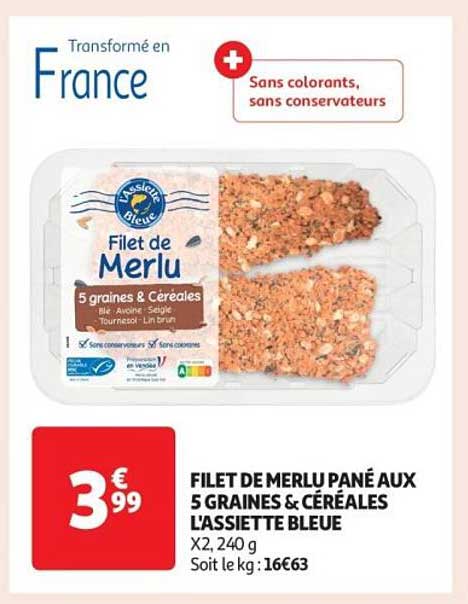 FILET DE MERLU PANÉ AUX 5 GRAINES & CÉRÉALES