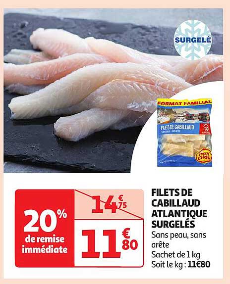 FILETS DE CABILLAUD ATLANTIQUE SURGELÉS