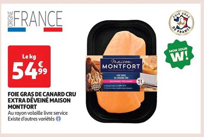 FOIE GRAS DE CANARD CRU EXTRA DÉVEINÉ MAISON MONTFORT