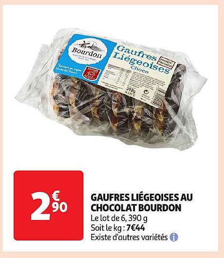 GAUFRES LIÉGEOISES AU CHOCOLAT BOURDON