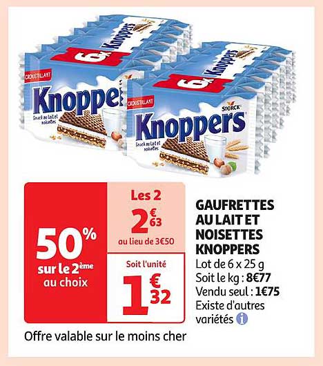 GAUFRETTES AU LAIT ET NOISETTES KNOPPERS