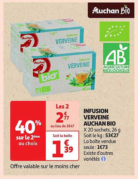 INFUSION VERVEINE AUCHAN BIO