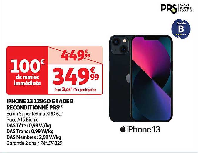 IPHONE 13 128GO GRADE B RECONDITIONNÉ PRS