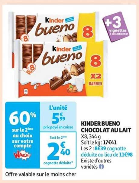 KINDER BUENO CHOCOLAT AU LAIT