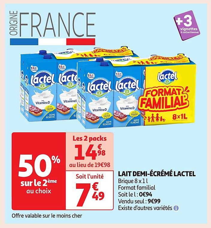 LAIT DEMI-ÉCRÉMÉ LACTEL
