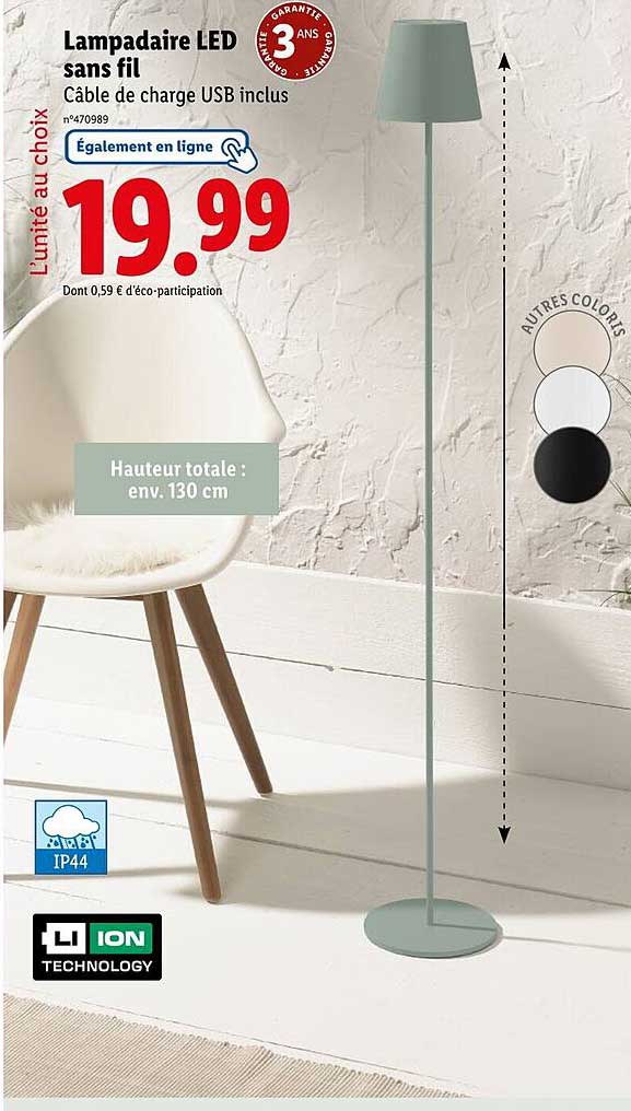 Lampadaire LED sans fil