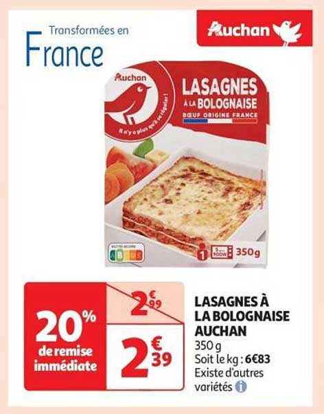 LASAGNES À LA BOLOGNAISE AUCHAN