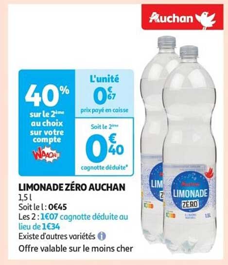 LIMONADE ZÉRO AUCHAN