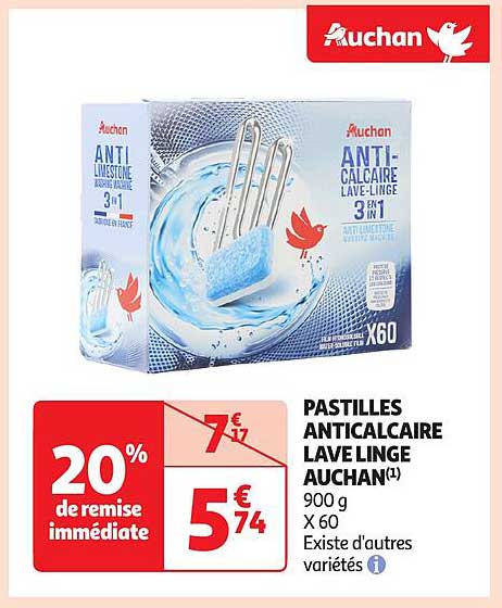 PASTILLES ANTICALCAIRE LAVE LINGE AUCHAN