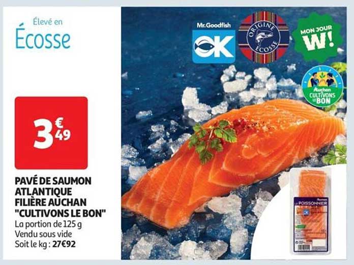 PAVÉ DE SAUMON ATLANTIQUE FILIÈRE AUCHAN "CULTIVONS LE BON"