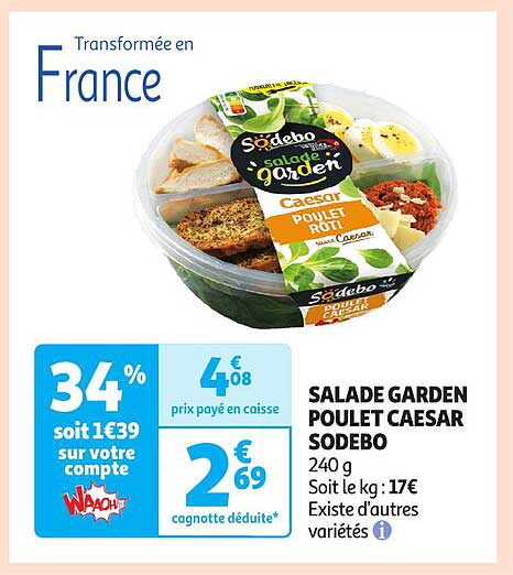 SALADE GARDEN POULET CAESAR SODEBO