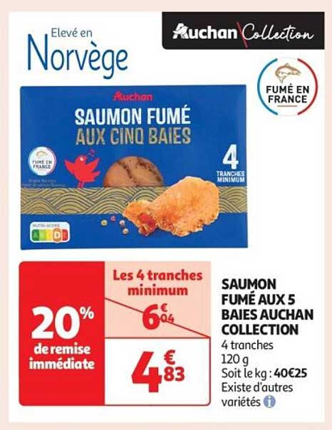 SAUMON FUMÉ AUX 5 BAIES AUCHAN COLLECTION