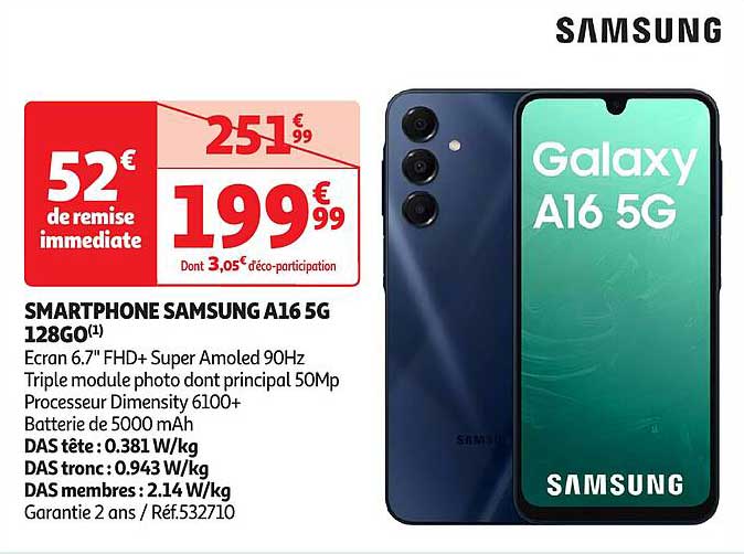 SMARTPHONE SAMSUNG A16 5G 128GO