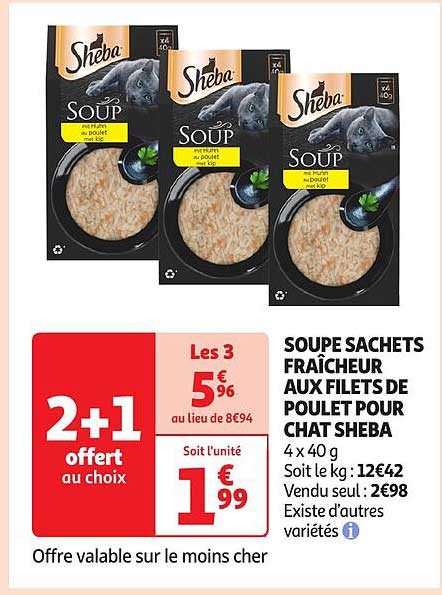 SOUPE SACHETS FRAÎCHEUR AUX FILETS DE POULET POUR CHAT SHEBA