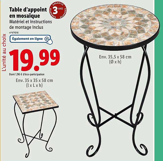 Table d’appoint en mosaïque