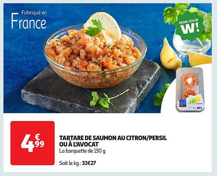 TARTARE DE SAUMON AU CITRON/PERSIL OU À L'AVOCAT