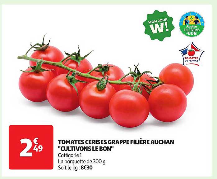 TOMATES CERISES GRAPPE FILIÈRE AUCHAN "CULTIVONS LE BON"