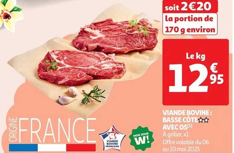 VIANDE BOVINE : BASSE CÔTE AVEC OS