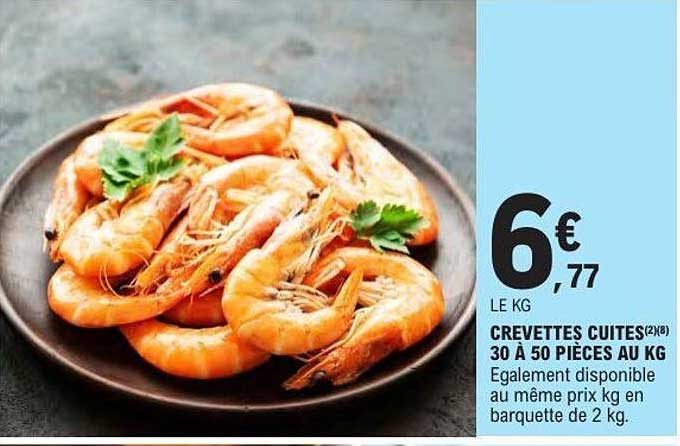 CREVETTES CUITES (2) (8) 30 À 50 PIÈCES AU KG