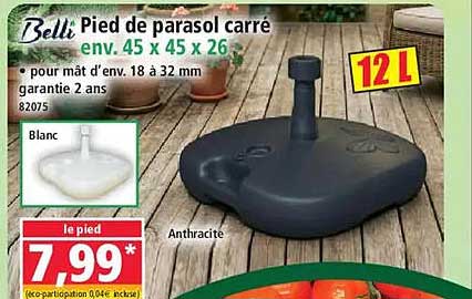 Pied de parasol carré env. 45 x 45 x 26